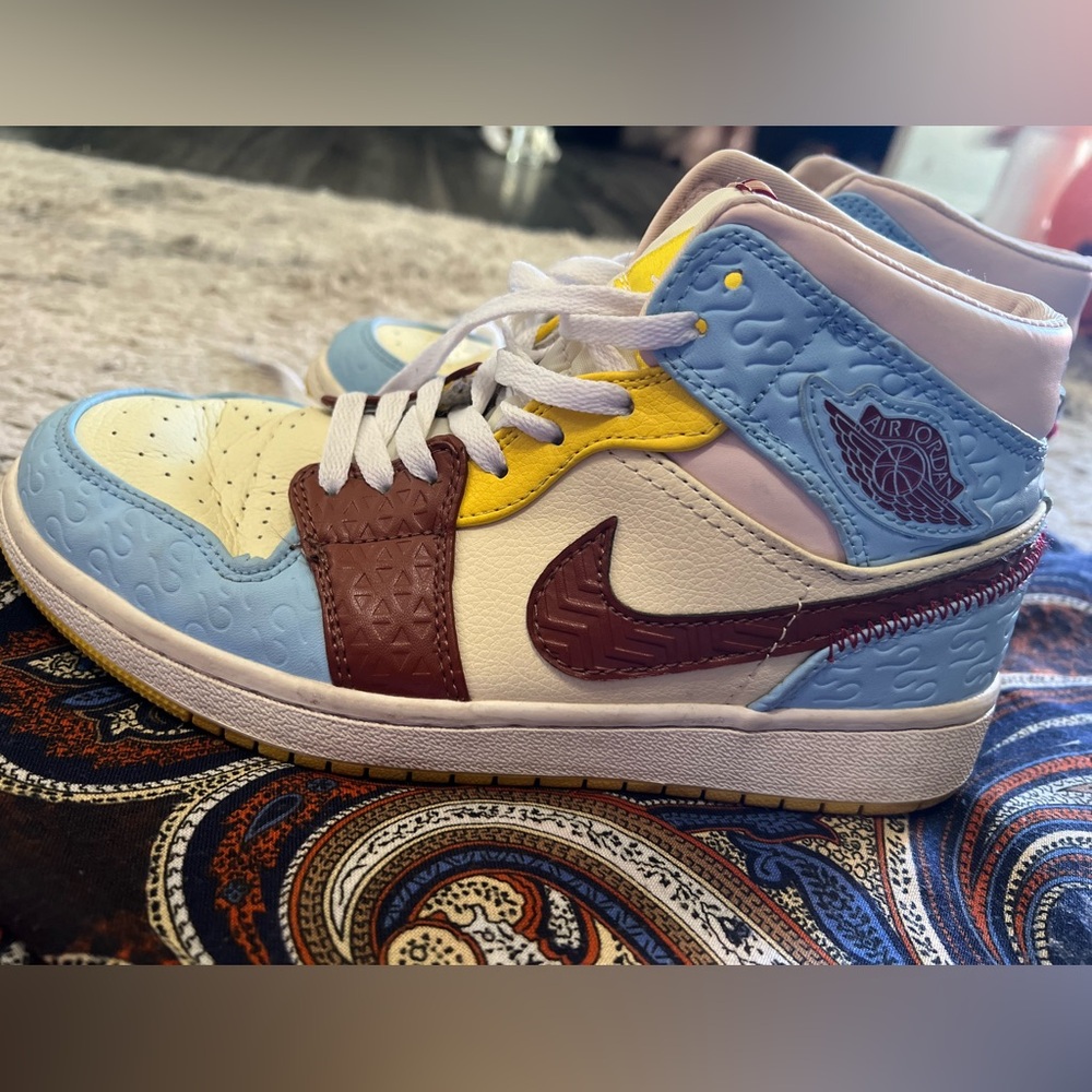 Jordan Women's Sneakers - Blue, Yellow, Brown - Picture 2 of 9